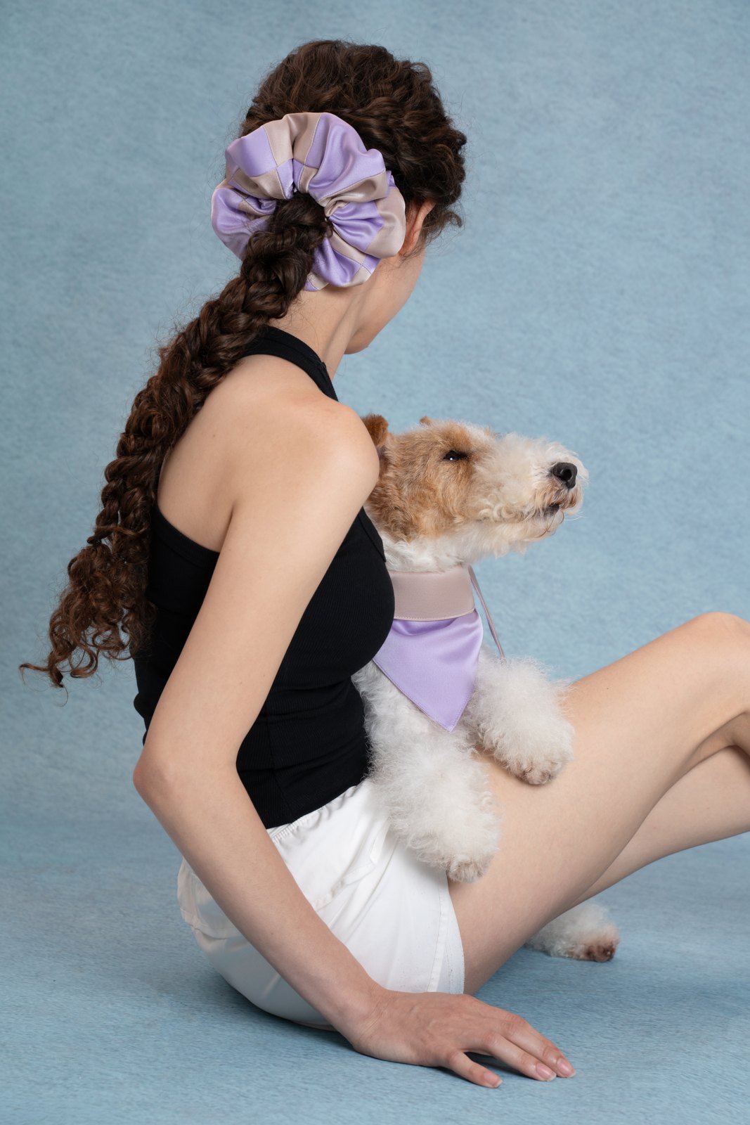 Lavender Mist matching scrunchie and pet bandana